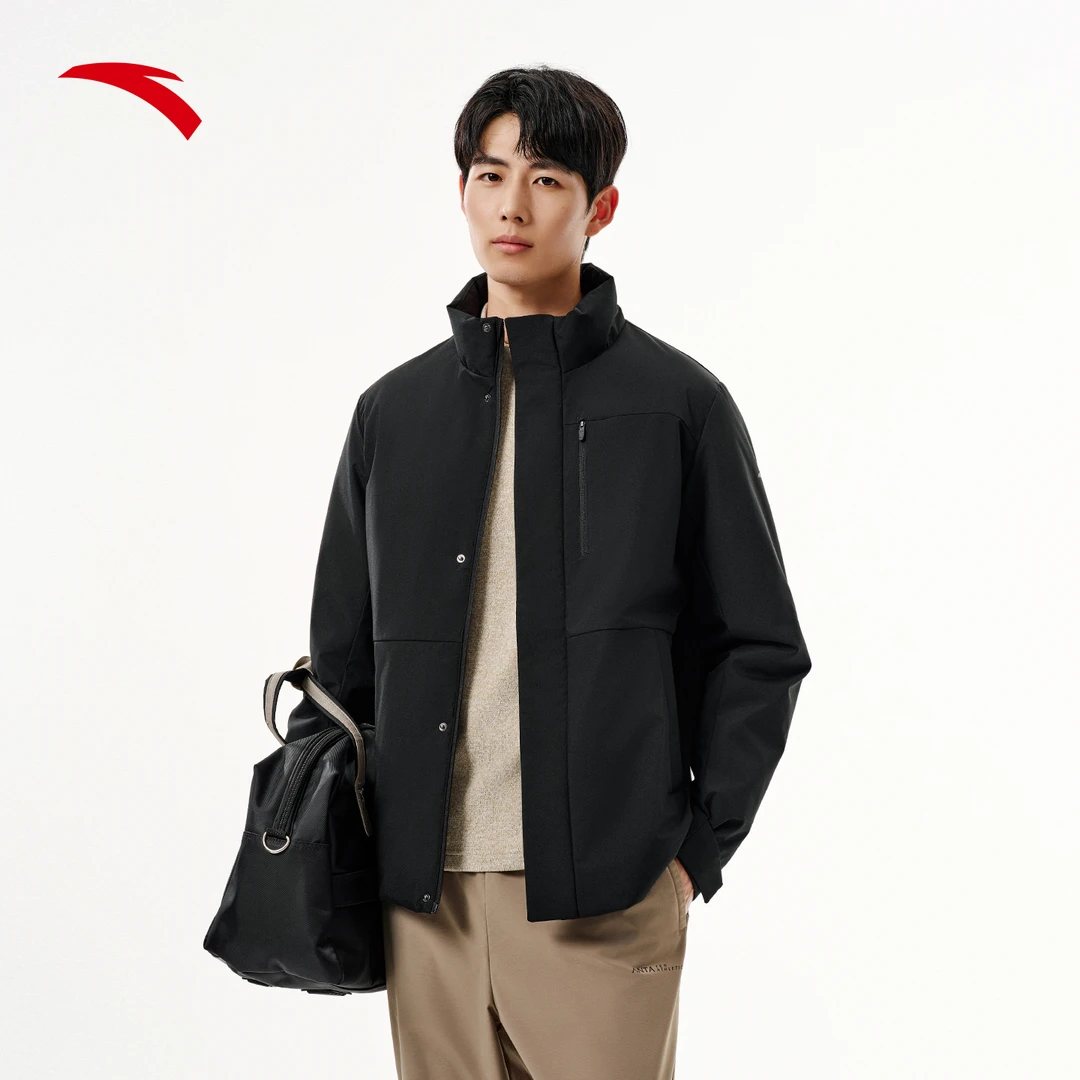 安踏防泼水羽绒服男冬季新款保暖立领夹克羽绒防风行政夹克外套