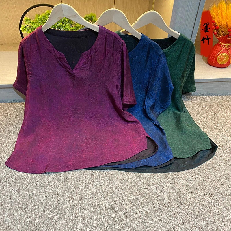 【71099】新中式中国风国潮高级感气质女士上衣百搭龟裂纹双面双穿