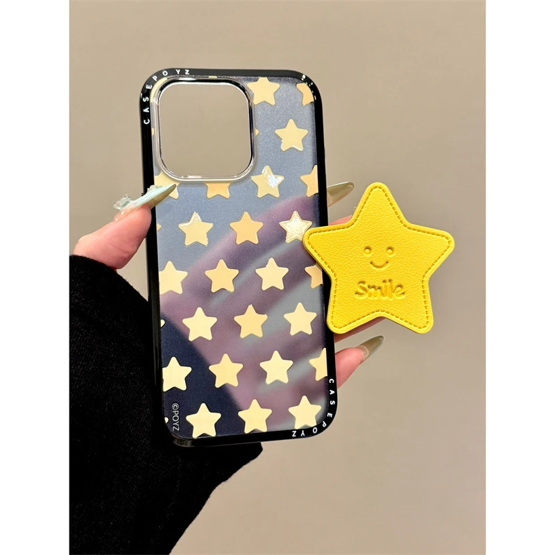 适用苹果iphone16promax皮纹星星15pro韩系14pro支架13个性手机壳