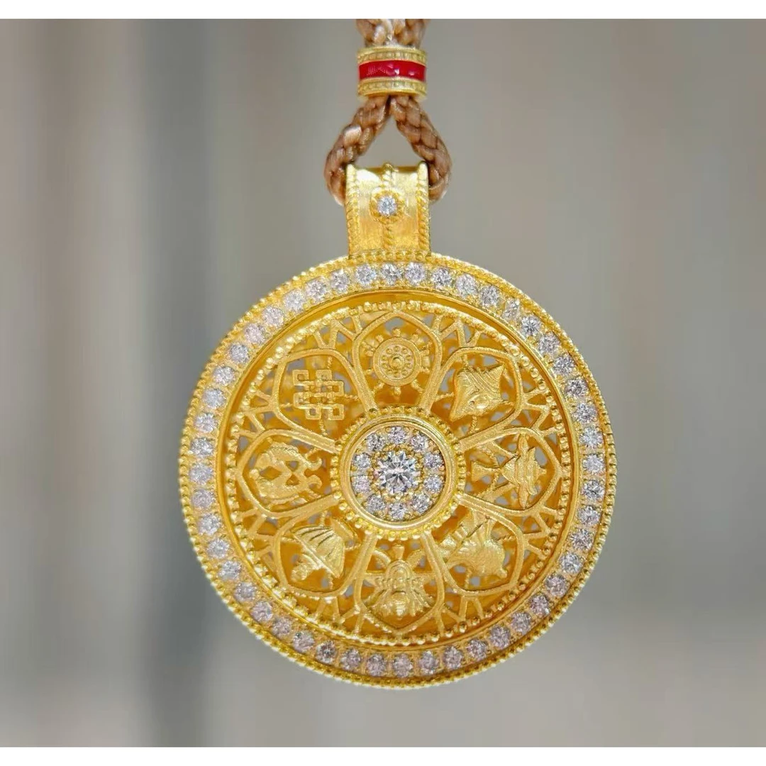 QANNA【旋转八宝罗盘】【国潮风】新中式复古时尚钻石吊坠（赠绳）AY