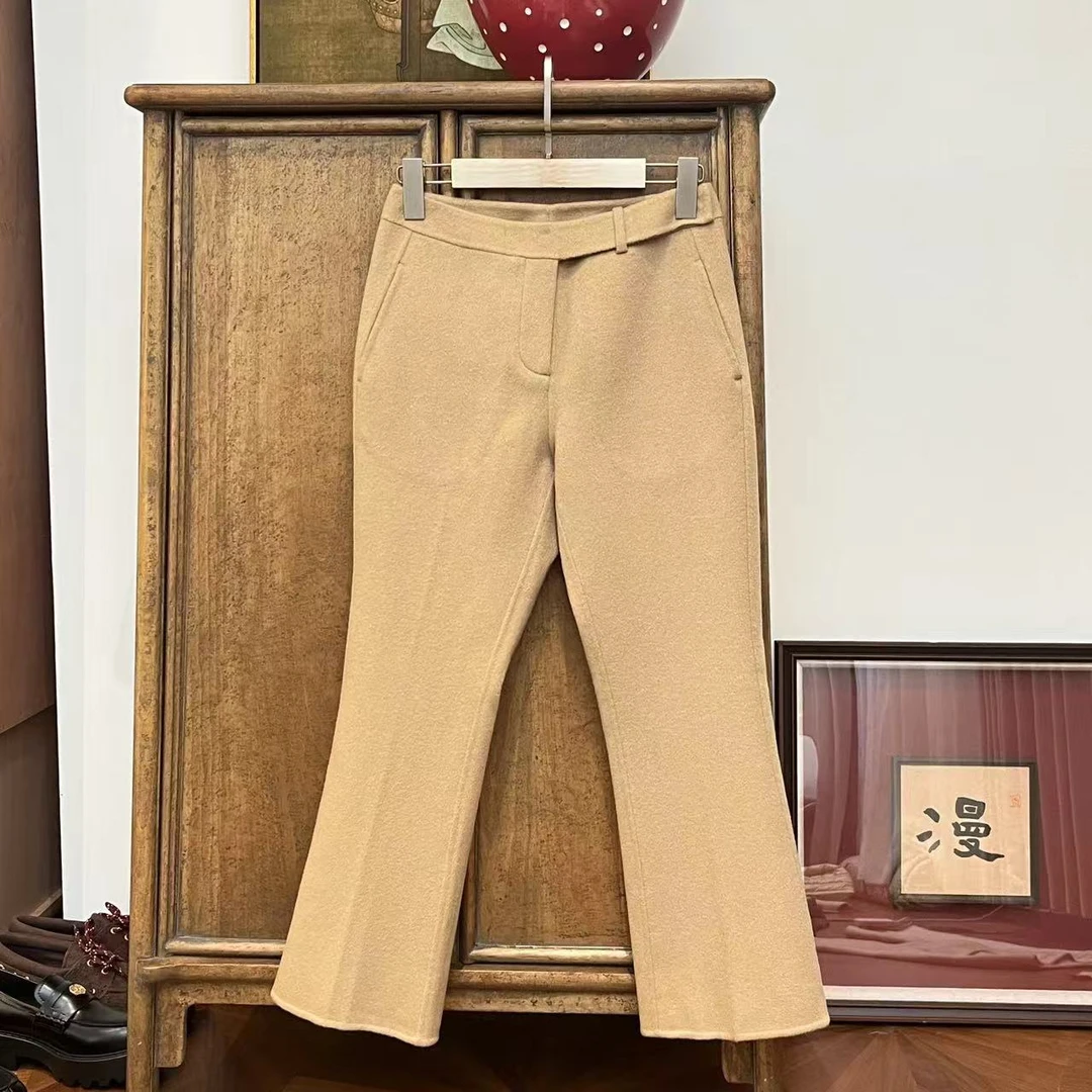 《绒耀经典微喇裤》MYL 2025秋冬双面羊绒休闲裤中腰直筒长裤720g