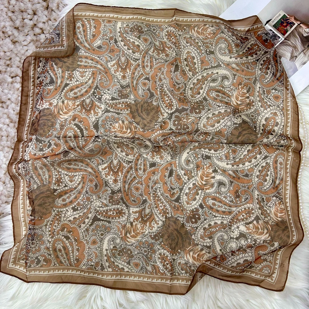 f70-51【复古腰果】西丽纱70*70围巾方巾