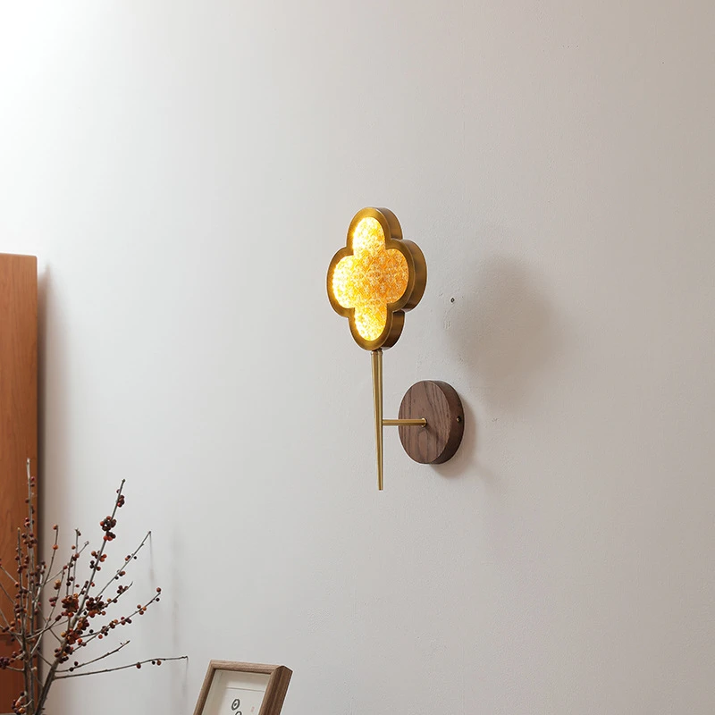 国风四叶草艺术中古文艺客厅卧室床头玄关唯美书房民宿壁灯