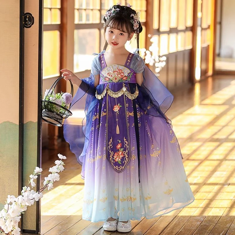 新品巴拉巴拉女童汉服连衣裙夏季2025新款女孩国风古装超仙公主裙