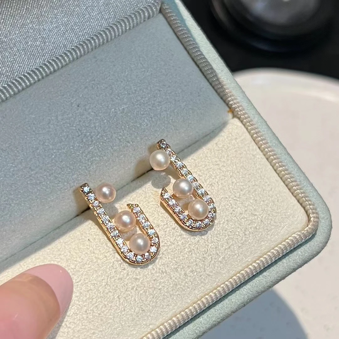 豆豆算珠耳钉，3-4MM天然高品质淡水珍珠，财来精致小设计