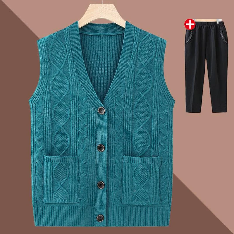 啄木鸟中老年人春秋款马甲女妈妈装针织衫背心外穿奶奶秋季坎肩纯