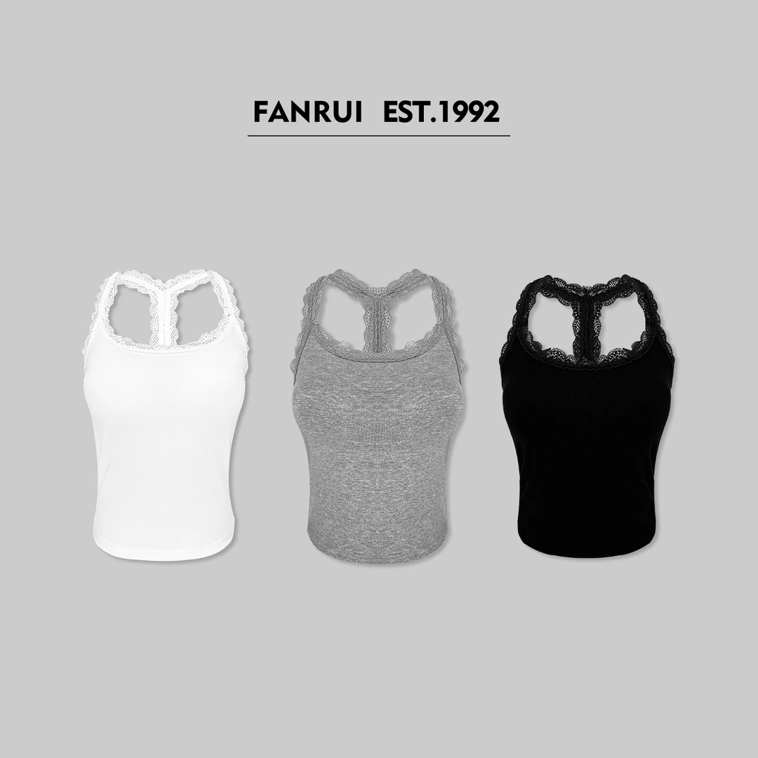 FANRUI/泛芮「海苔焙茶」花边洋气显瘦内搭无袖吊带ZY14991