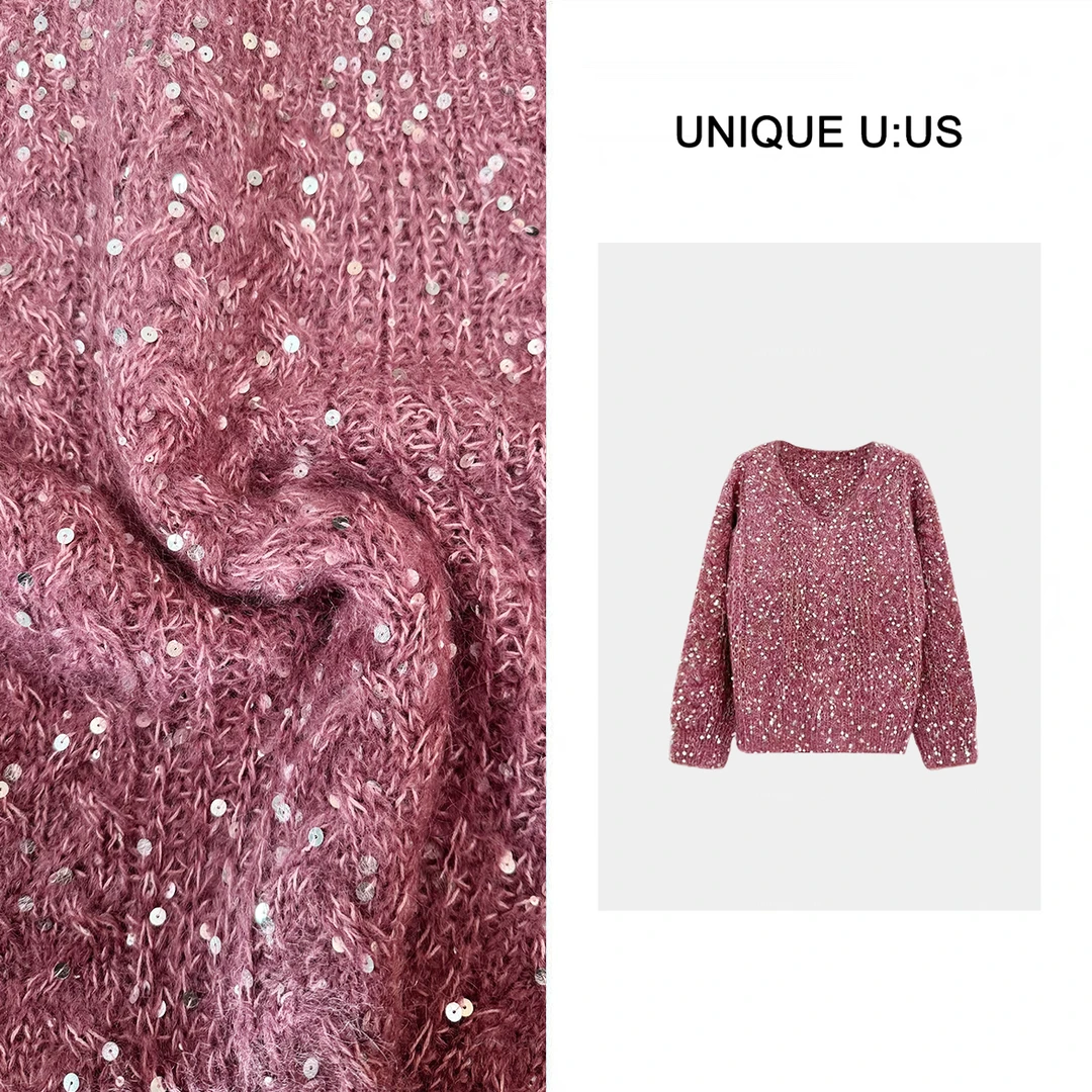 UNIQUE U:US【冬季恋歌】亮片简约百搭气质针织衫-2412802