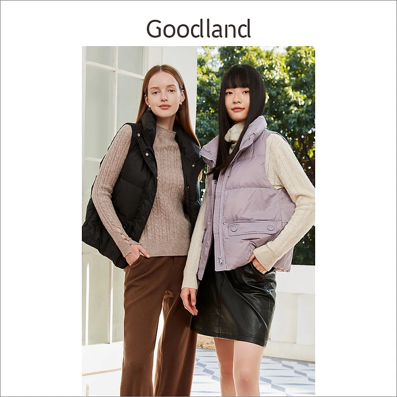 Goodland美地女装冬季无袖加厚背心轻薄泡芙羽绒马甲高级感