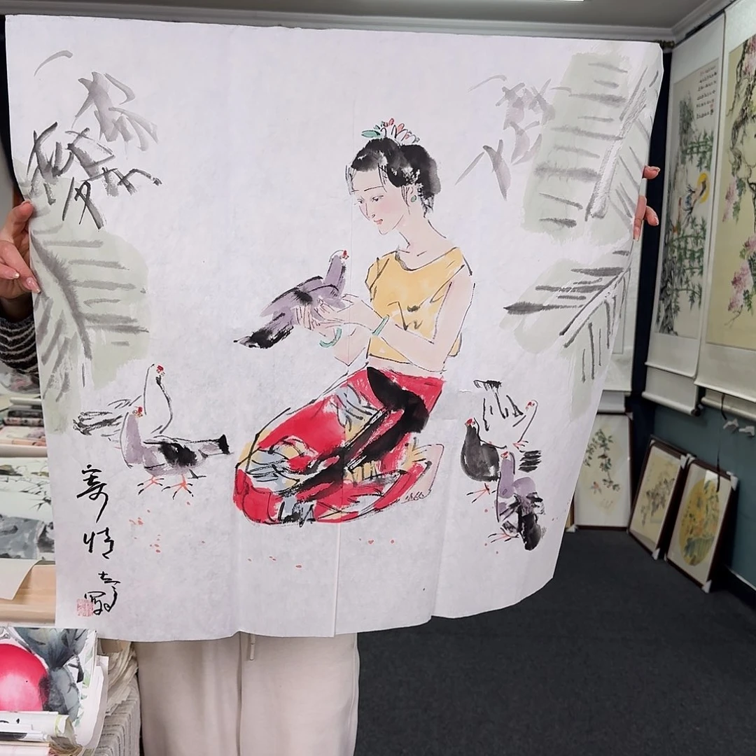 纯手绘国画作品好看斗方