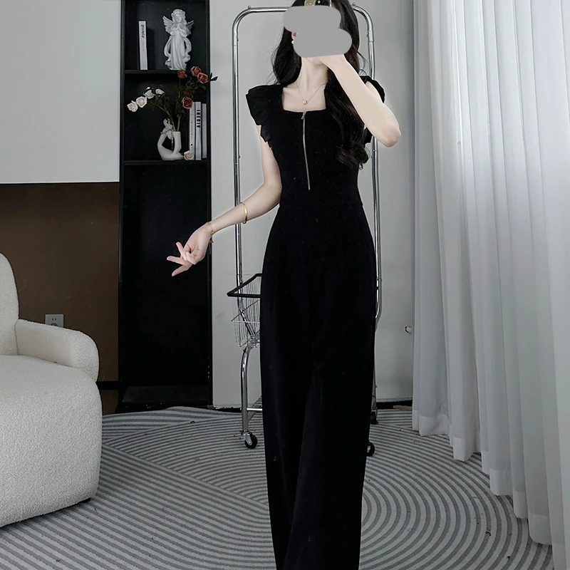 高级感连体裤女小个子2025夏季新款时尚气质女神范垂感阔腿连衣裤