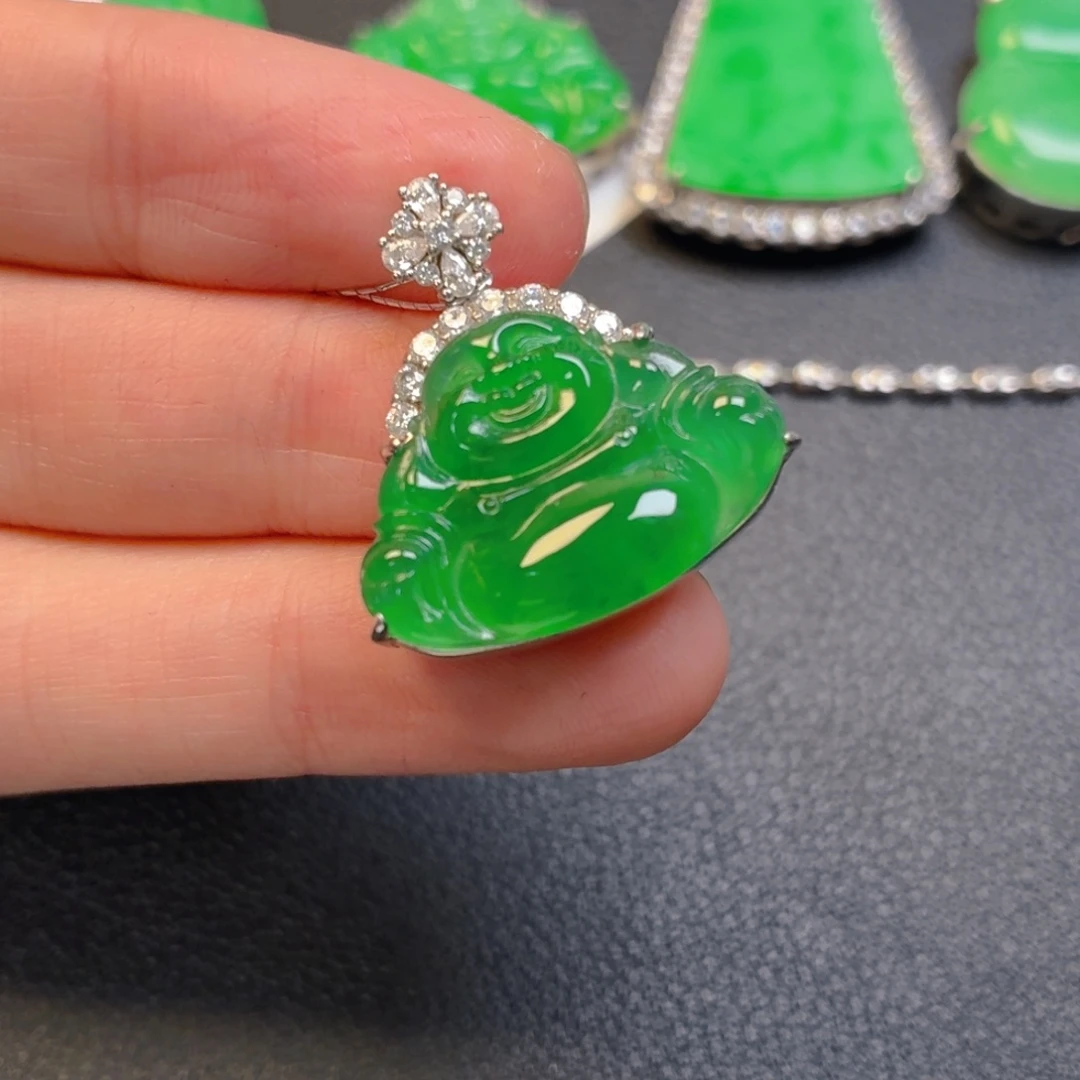 翡翠银S925镶嵌吊坠(不含链)