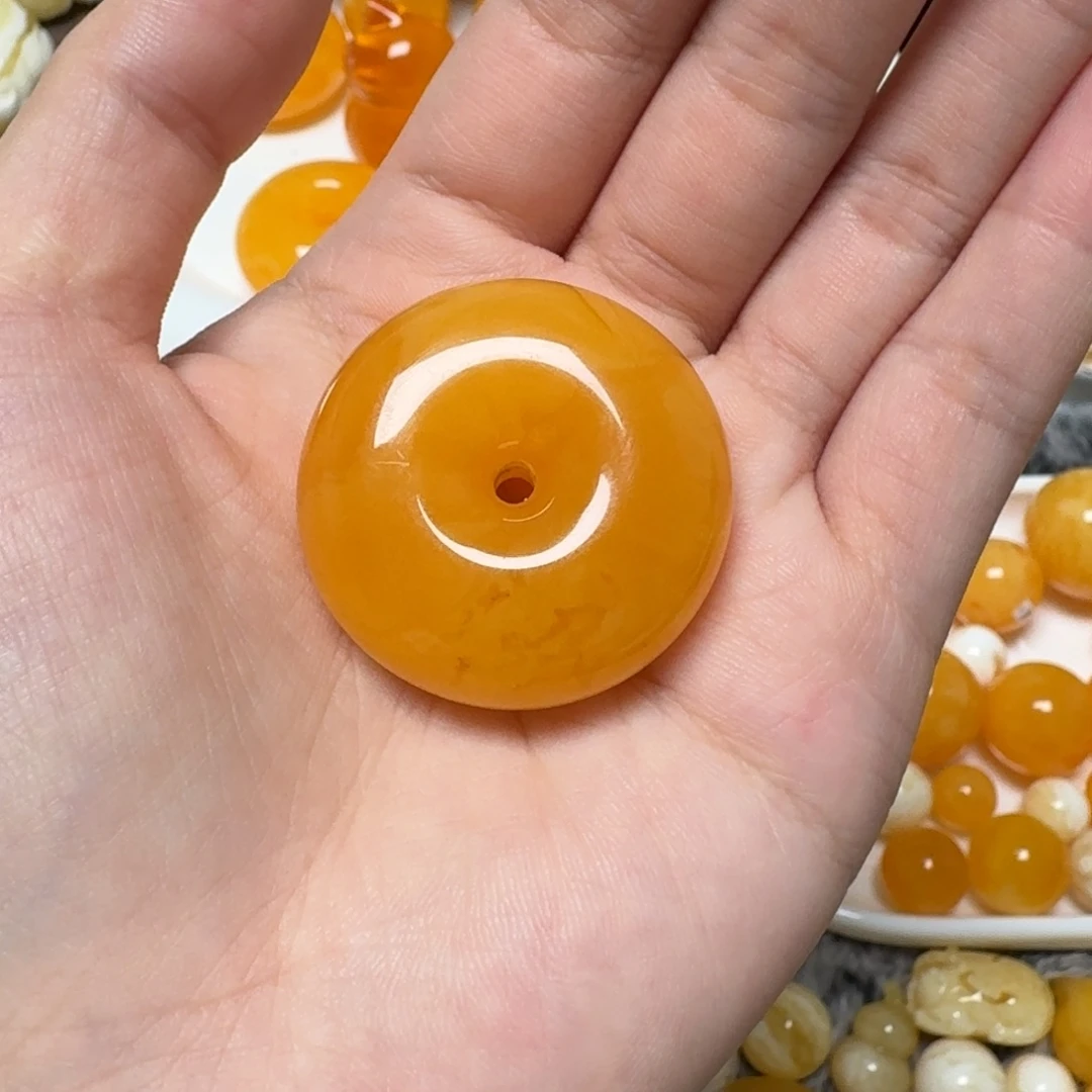 琥珀未镶嵌裸石蜜蜡平安扣