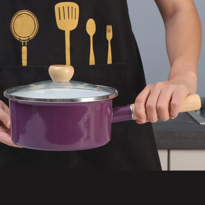 欧丽家珐琅搪瓷锅老式复古搪瓷炖锅单柄搪瓷煮面锅热奶锅煮螺丝粉