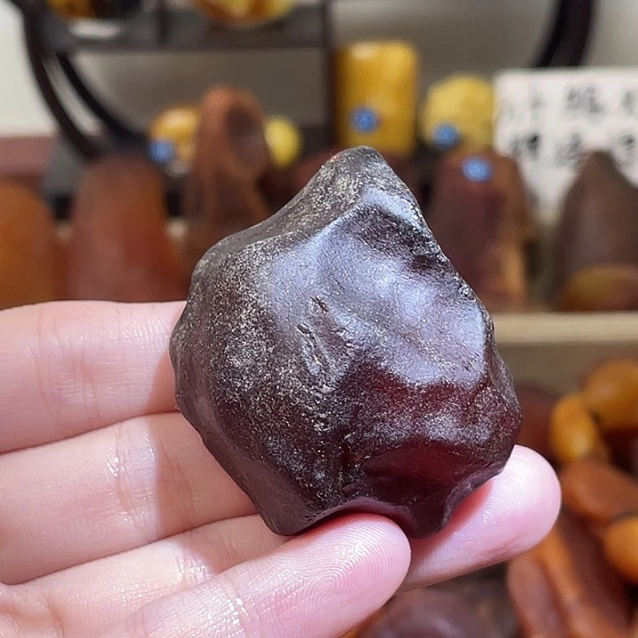 琥珀未镶嵌珠宝奇石手把