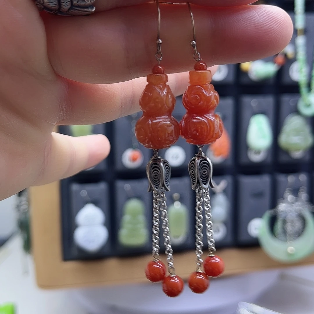 翡翠银S925镶嵌耳饰