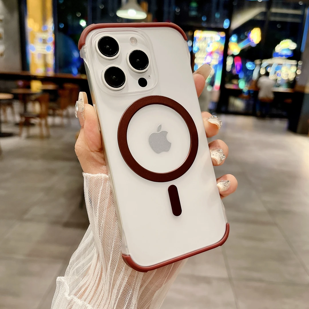 无边框适用iPhone16磁吸手机壳15pro透明亚克力14/13手机壳磁吸