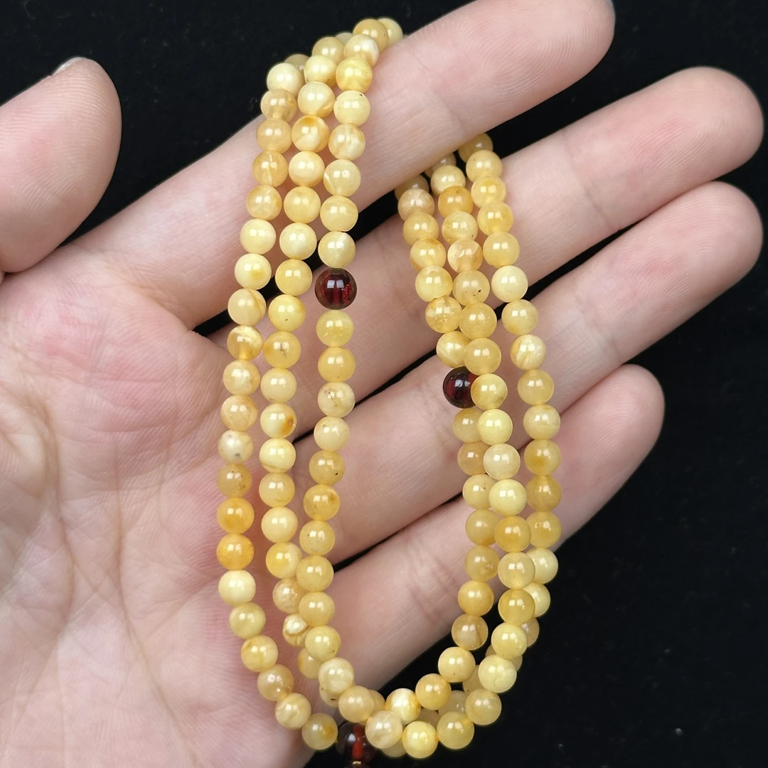 D4607【瑕疵】天然原矿蜜蜡 小米链4.3mm支持复检假一罚十