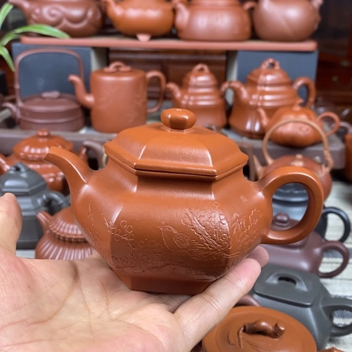 紫砂茶壶六方掇只260cc原矿赵庄朱泥特价
