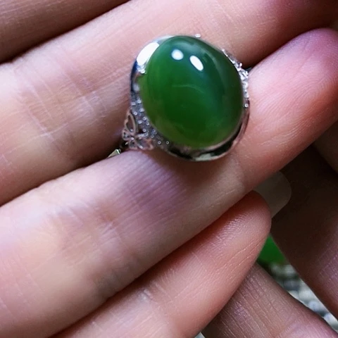 和田玉银S925镶嵌戒指