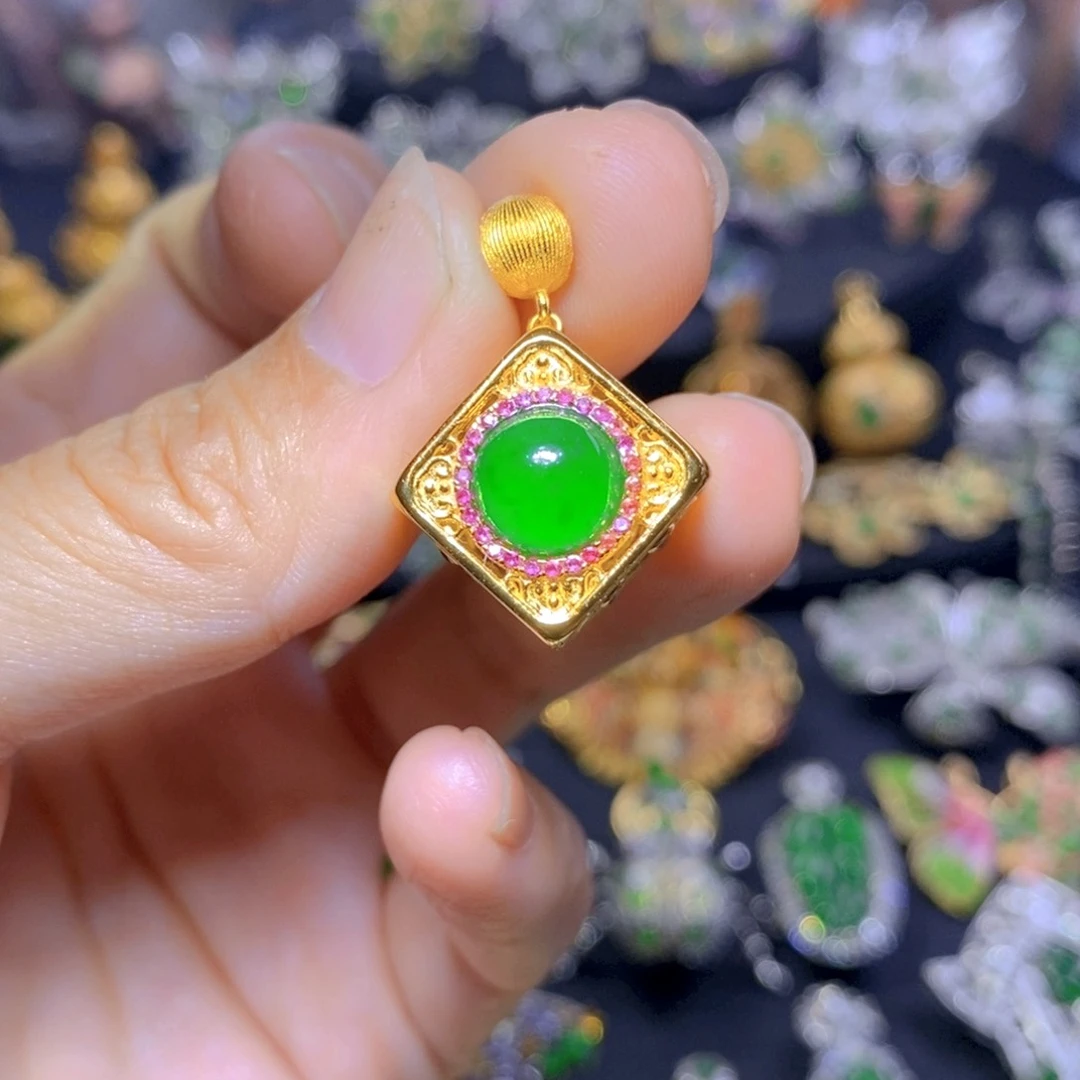 翡翠银S925镶嵌套链天然资源