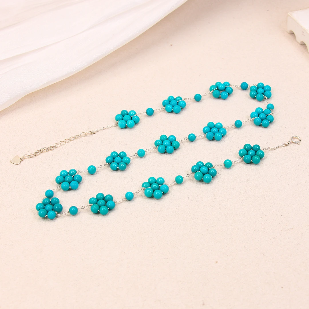 【霞姐专属】S925绿松石圆珠项链 尺寸4mm 多样性发一 LX12-131