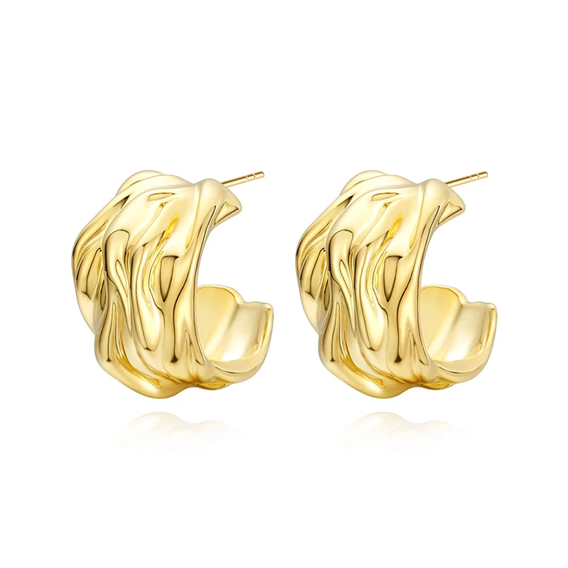 VIGG 铜合金耳饰 粼波耳钉  小众设计感 轻奢简约气质百搭