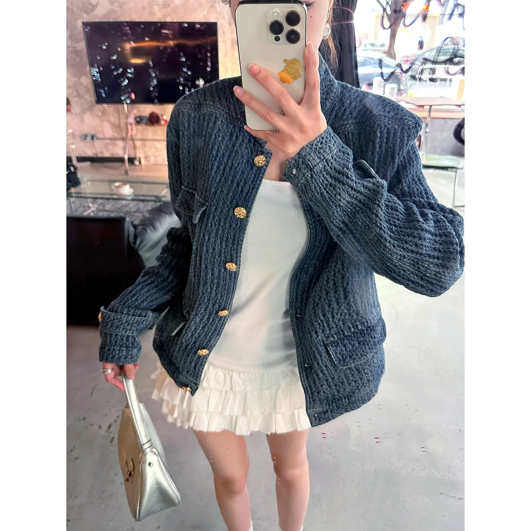 【晋晋专属】邦欧罗老钱调小众肌理感牛仔小香风外套女春新款H型