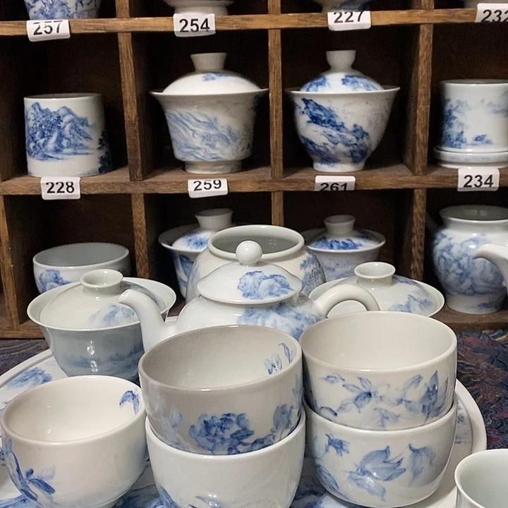 活****3釉下青花瓷器瑕品杯5个