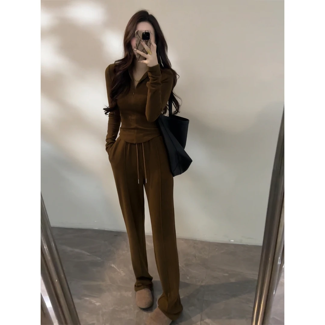 【大婷婷】秋冬新款慵懒时尚套装百搭显瘦休闲简约内搭两件套DT1791