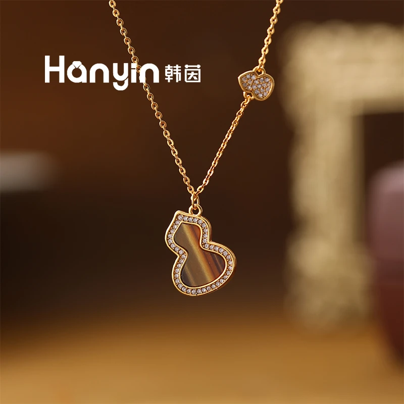 铜合金项链 时尚百搭“招财进宝”满镶葫芦项链轻奢高级感