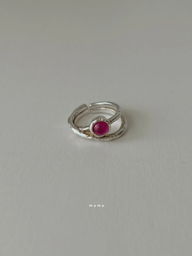 925银锆石戒指 mumu 925纯银小莓果 爱心可调节戒指少女百搭戒指