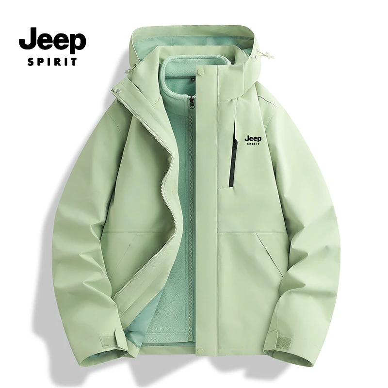 JEEPSPIRIT吉普秋冬新款三合一可拆卸加厚防水情侣款上衣
