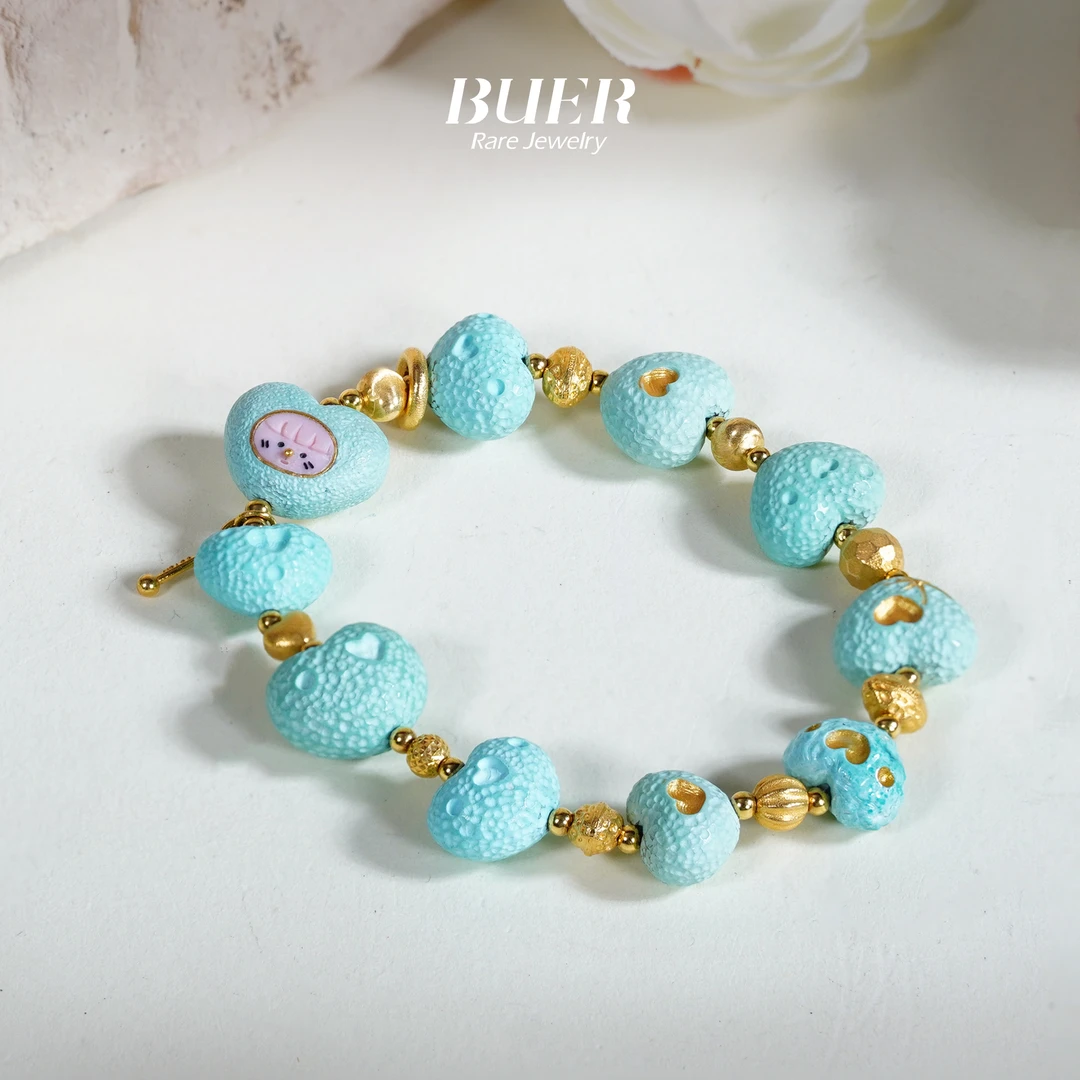 【不二】原矿绿松石爱心手串