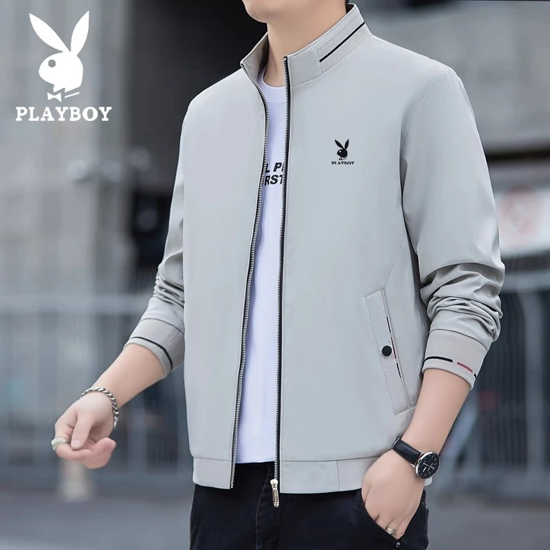 花花公子秋冬季立领夹克男2025新款男外套商务休闲大码上衣茄克衫