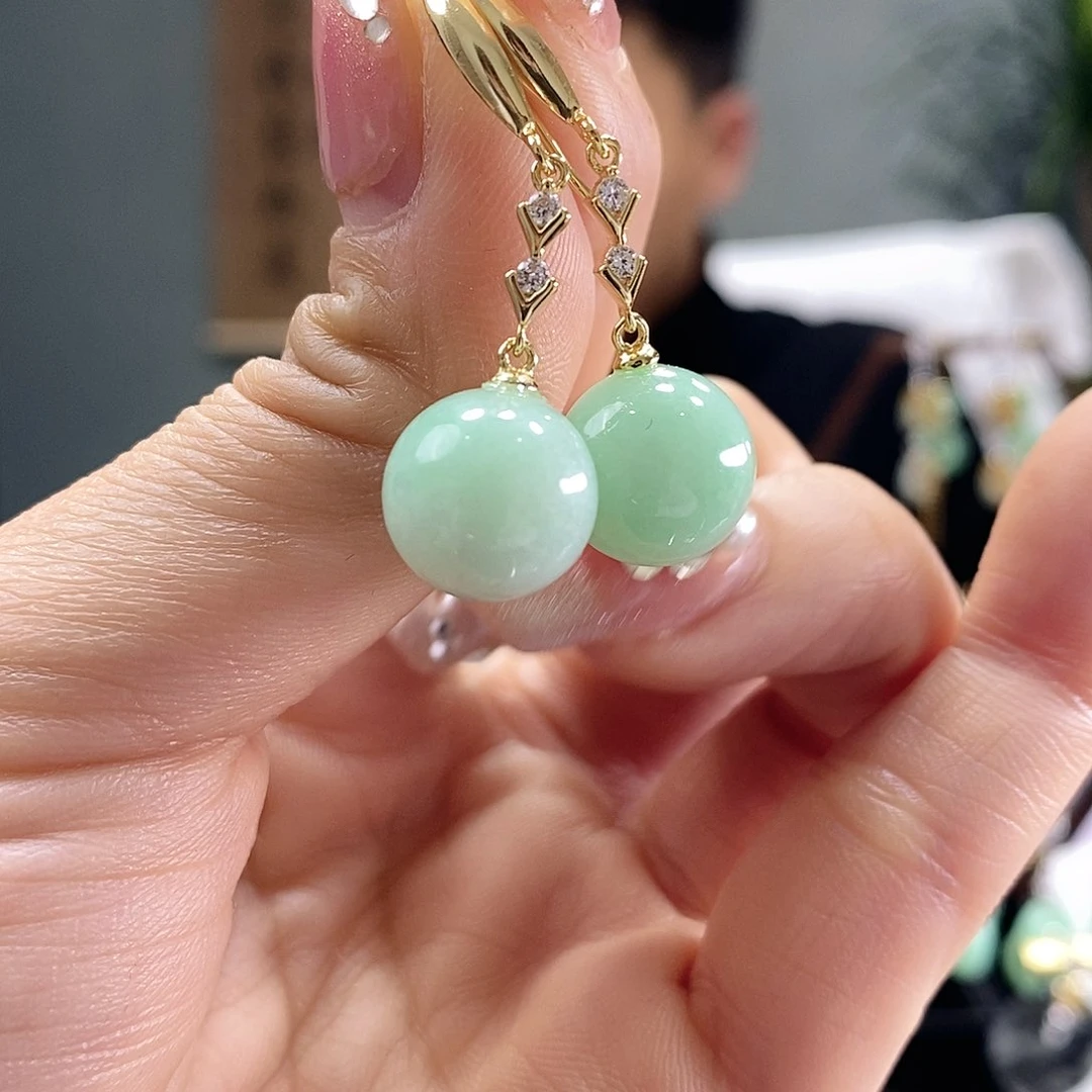 翡翠耳饰银S925镶嵌翡翠