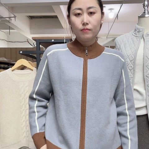 羊绒拉链外套空气层