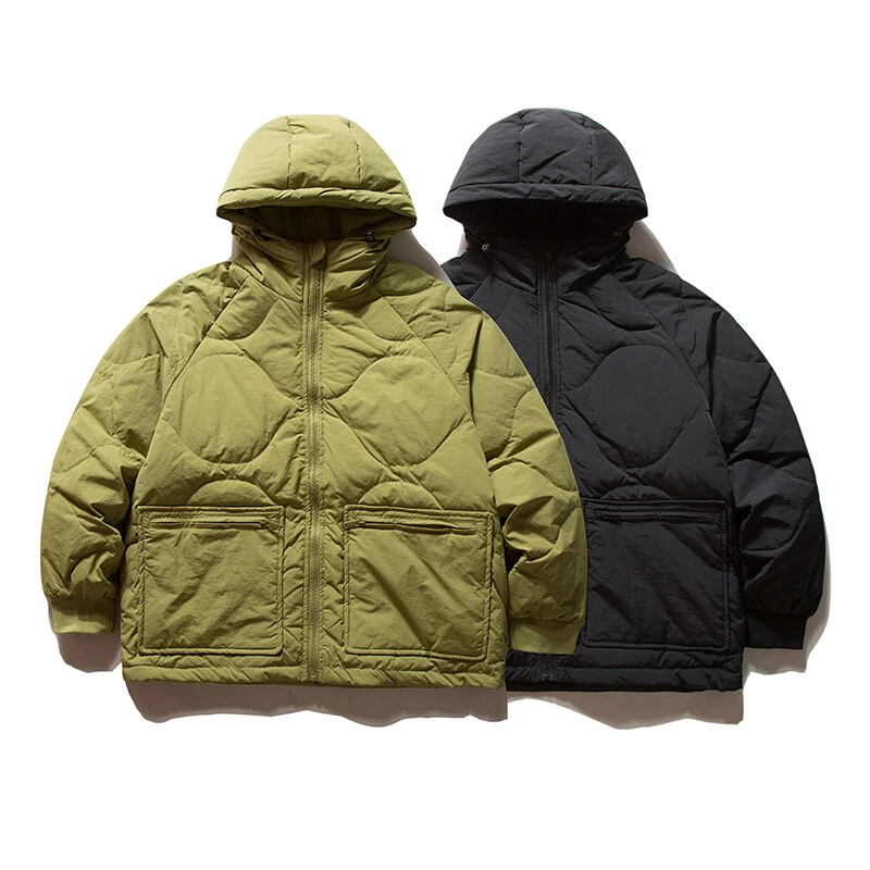 YR120冬季日系复古连帽宽松廓形葫芦纹宽松百搭羽绒服