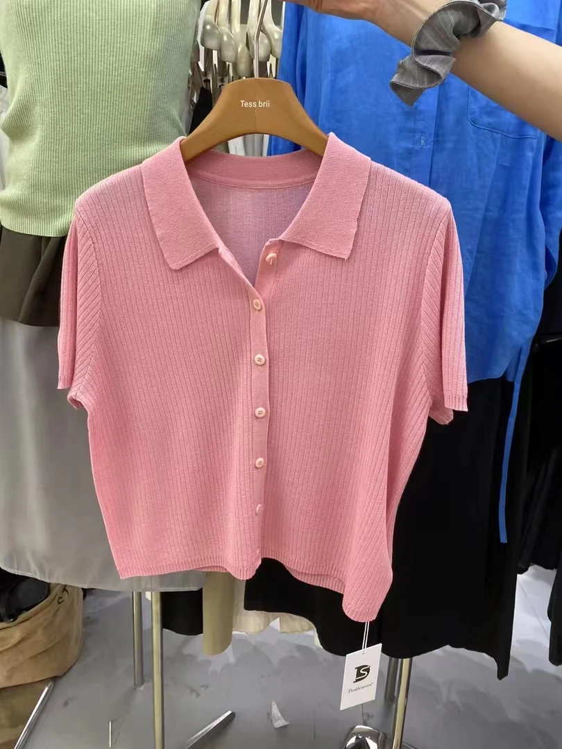 十三行Double-夏季福秒polo领弹力透气叠穿短袖上衣#5083