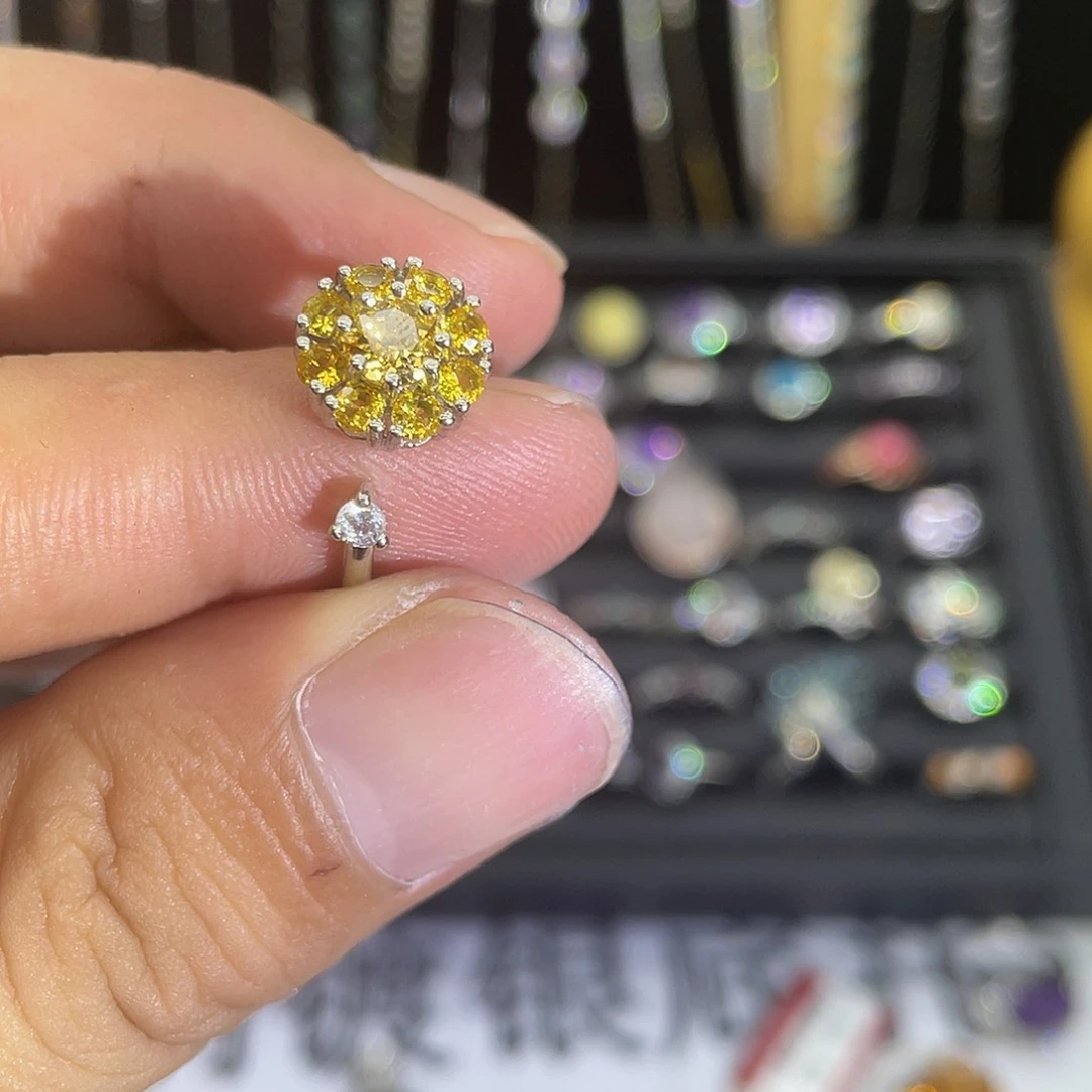 黄晶戒指合金戒指