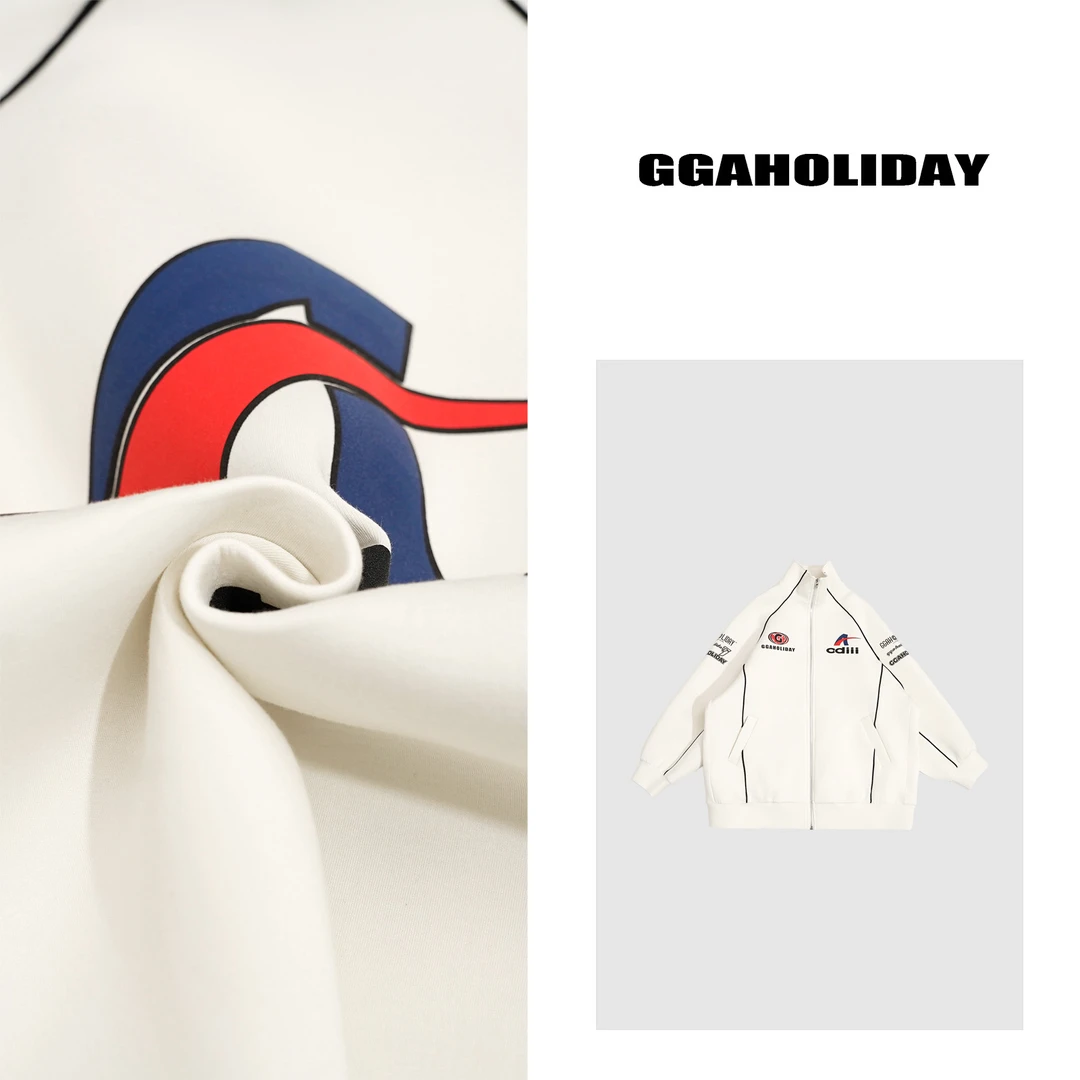 25新款高级轻奢高级感美式街头潮流运动显瘦连帽夹克外套-151143