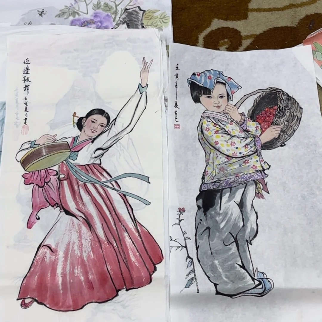 国画四尺四开两张作品艺