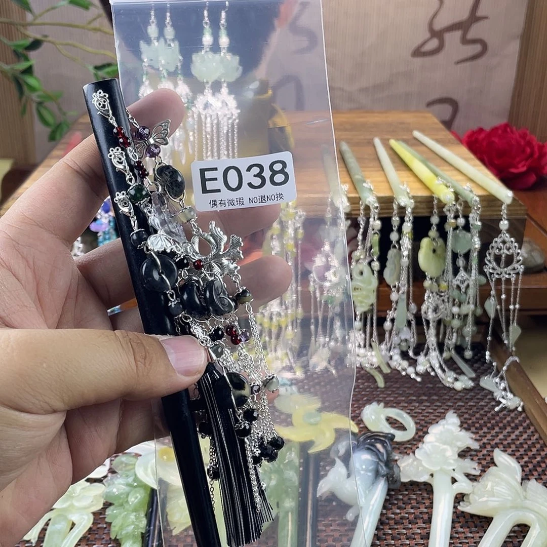 蛇纹石玉未镶嵌发饰花*月