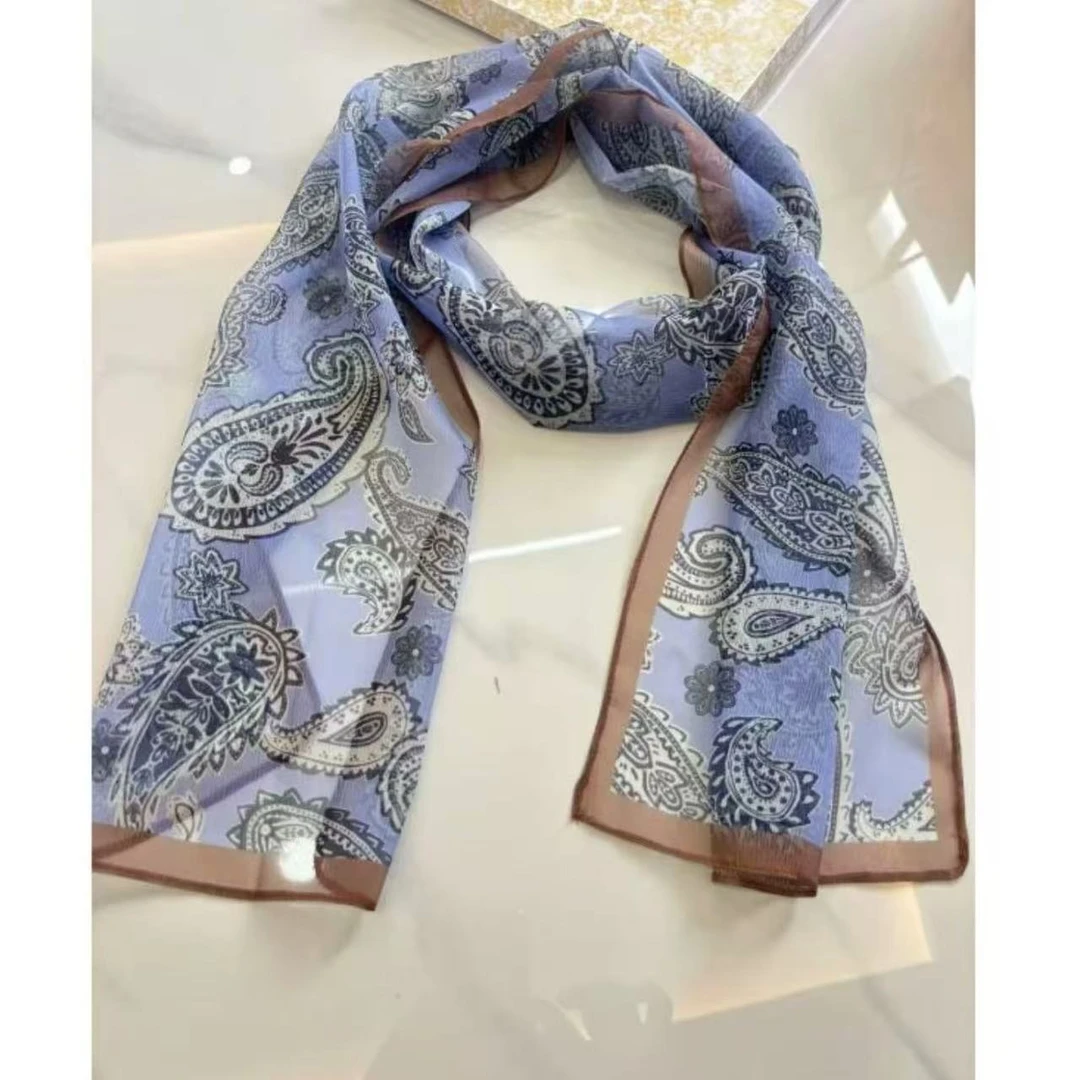 （872）“蓝紫腰果花”春夏季方巾西丽纱气质百搭防晒丝巾长丝巾时尚