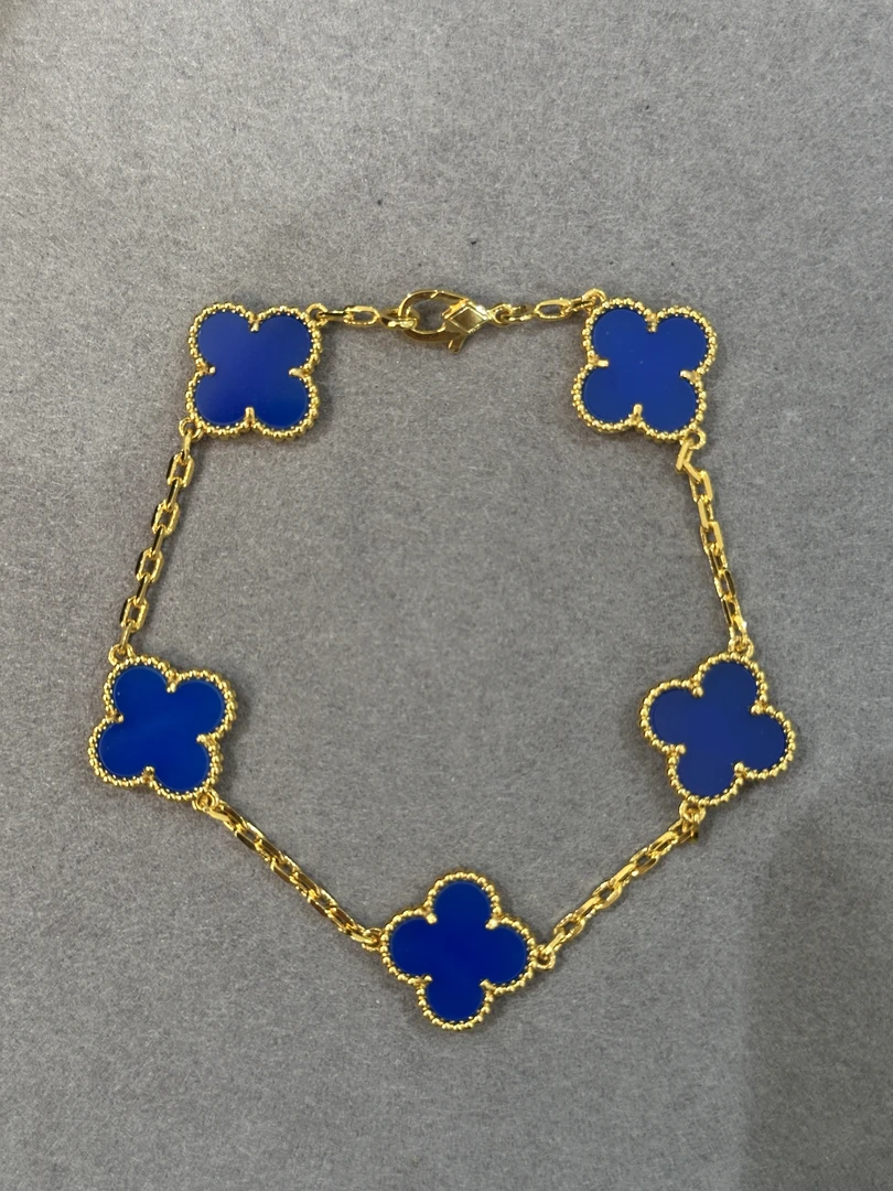 【戴奕珠宝】18K金克莱茵蓝五花手链