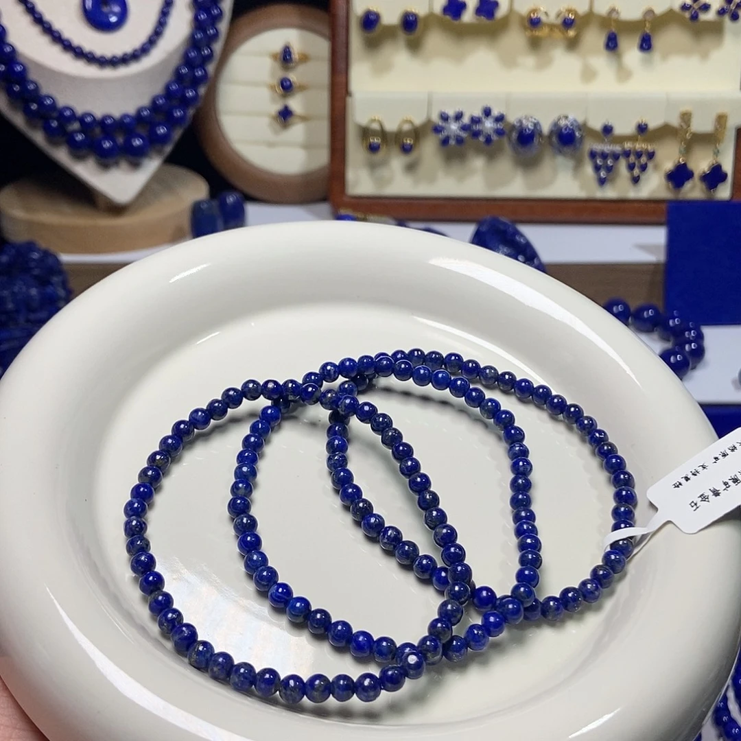 青金石未镶嵌单圈手串4.5mm多样性发其一