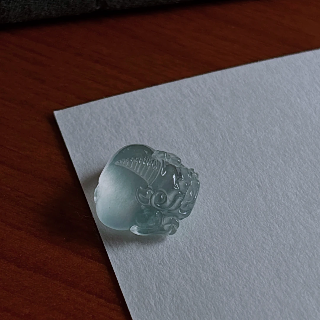 缅甸天然翡翠a货老坑冰晴水底貔貅种好形体饱满工艺精致镶嵌精美