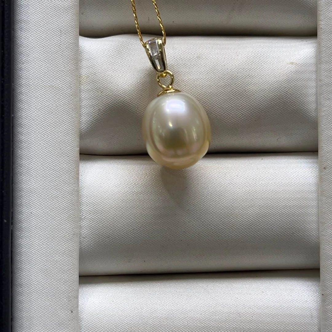 银S925镶嵌海水珍珠吊坠(不含链)11.1mm