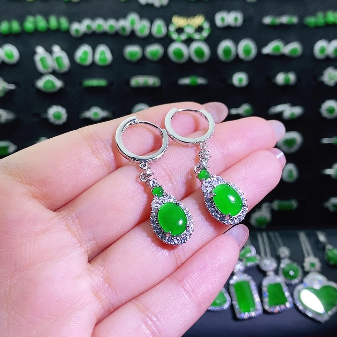 翡翠银S925镶嵌耳饰多样性