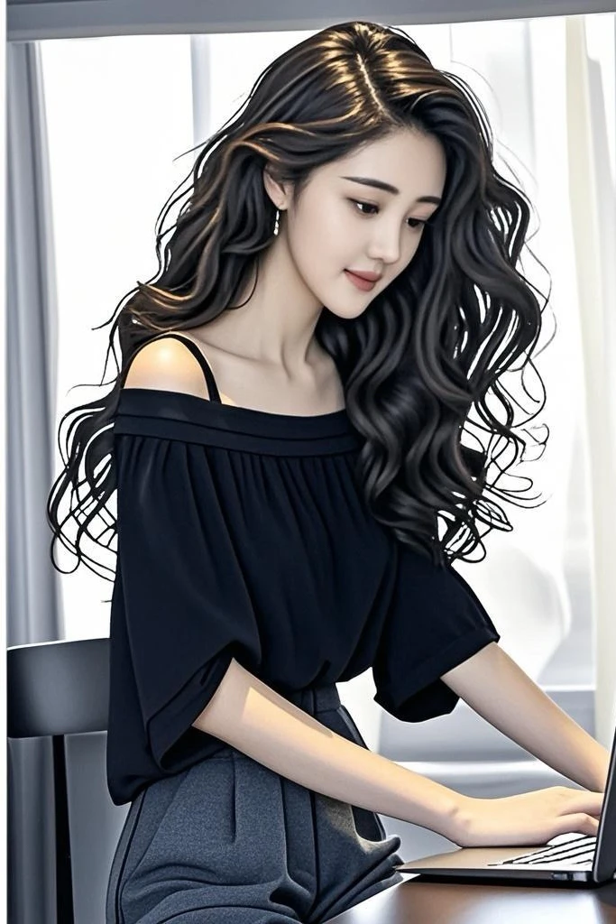 SS814法式气质冷淡系高级感漏肩棉质黑色宽松小上衣女夏季